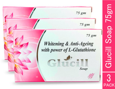 GLUCILL Whitening & Anti-Ageing Soap Enriched with L-Glutathione – Glowing Skin Formula(3 x 75 g)