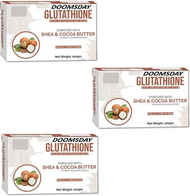 DOOMSDAY GLUTATHIONE SHEA & COCOA BUTTER SOAP ENRICHED WITH ALOEVERA ,VITAMIN E PACK OF 3(3 x 100 g)