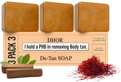 DHOR NEW Soap Sandal Wood And Saffron for DeTan and Glowing Brightening Skin(3 x 100 g)