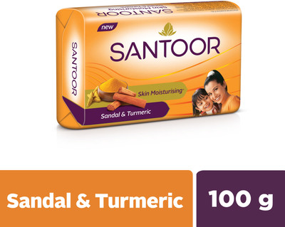 Santoor by Wipro Skin Moisturizing Sandal & Turmeric Bathing Bar Soap For Soft & Youthful Skin(100 g)