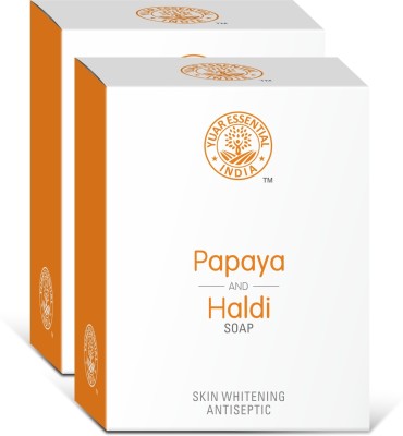 YUAR ESSENTIAL Sponified Papaya and Haldi handmade soap decocted with essential oils 200gm(2 x 100 g)