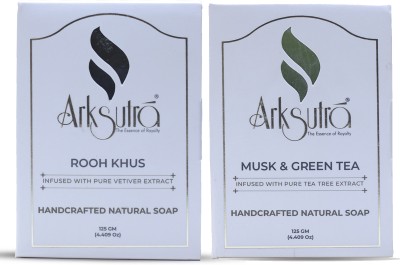 ARKSUTRA Combo of Handcrafted Soap- Rooh Khus Soap and Musk & green tea soap (250g)(2 x 125 g)