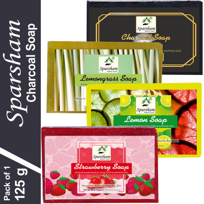 SPARSHAM Handmade 4 Different MULTI FRAGRANCE MIX Herbal Soaps Nourishing & Revitalizing(4 x 125 g)