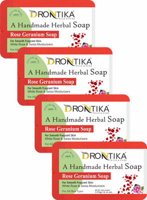 drontika Transparent Handmade Glycerine Rose Geranium Soap(4 x 125 g)