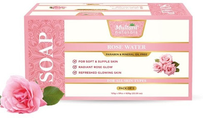 Multani Natural Rosewater Handmade Soap (Pack of 5) I Reduces Wrinkles & Fine Lines -(5 x 125 g)