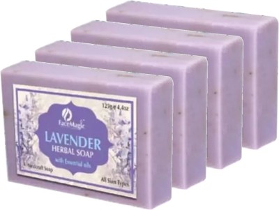 FACE MAGIC LAVENDER HANDMADE HERBAL SOAP 125G pack of 4(4 x 31.25 g)