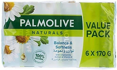 PALMOLIVE Naturals Bar Soap Balanced and Mild with Chamomile and Vitamin E, 170 gm, Pack of 6(6 x 170 g)