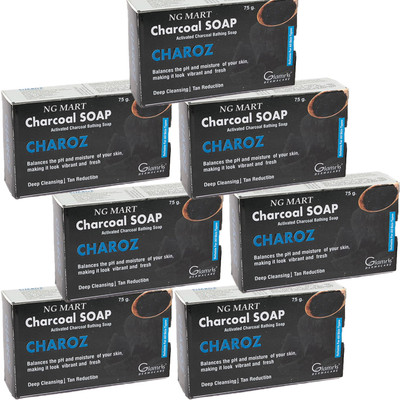 NG MART CHAROZ CHARCOAL SOAP FOR DEEP SKIN CLEANSING & SMOOTH PACK OF - 7(7 x 75 g)