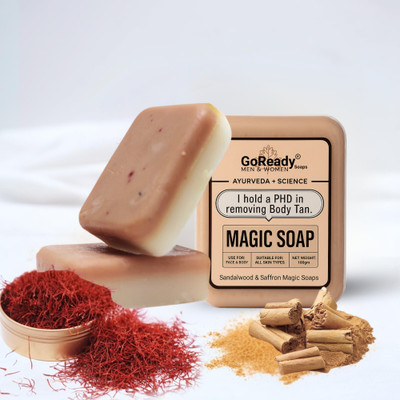 GoReady Magic Soap Sandal Wood And Saffron for DeTan and Glowing Brightening Skin(100 g)