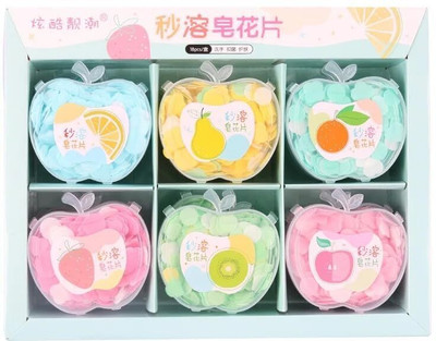 Elecsera High quality 6 Pc Appple shape Paper Soap in Plastic Box For Travel(6 x 3.33 g)