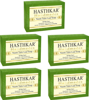 HASTHKAR Handmades Glycerine Neem Tulsi Leaf Soap-100gm Pack of 5(5 x 100 g)