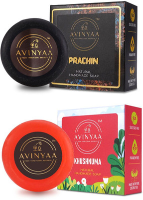 avinyaa PRACHIN Luxury Charcoal Bar and KHUSHNUMA Premium Vit-C Anti-Oxidant Bar(2 x 85 g)