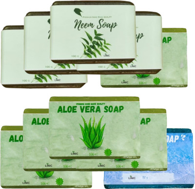 linic HERBAL NEEM SOAP(4), ALOE VERA(5), OCEAN BLUE SOAP(1)(10 x 100 g)