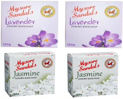 MYSORE SANDAL Lavender and Jasmine Soap 150g Each Pack(4 x 150 g)