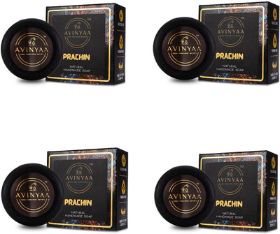 avinyaa Prachin Natural Luxury Bar with Charcoal, Frankincense, Ylang Ylang etc(4 x 85 g)