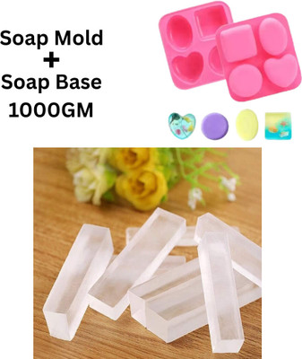 fresheasily Premium Glycerine Soap Base with Soap Mould 1KG Kit for Handmade Bath Soaps(1000 g)