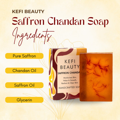 KEFI BEAUTY Natural Kesar Haldi Chandan Saffron face bar sulpahte and paraben freeSoap(2 x 100 g)