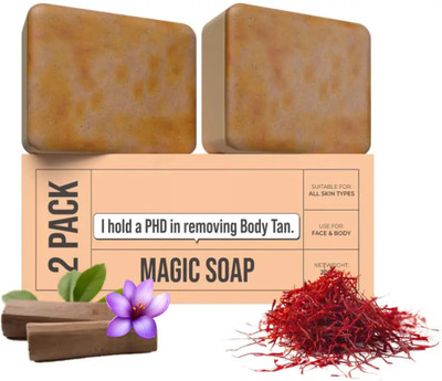GlossEra Sandalwood and Saffron tan removal natural ghar soap(2 x 100 g)