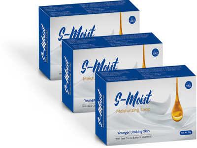 SWR S-Moist Enriched with Shea Butter,Cocoa Butter & Glycerin Moisturizing Soap(3 x 75 g)