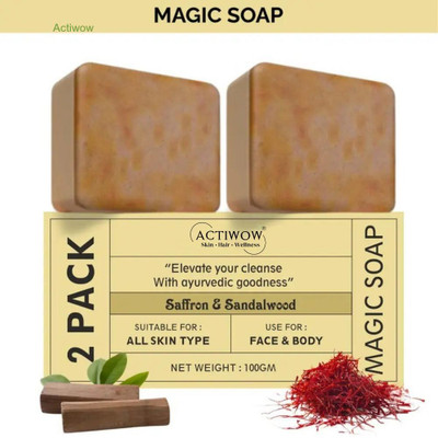 ACTIWOW Magic Soap Light Touch Bar with Hydrating Oils and Almonds 2Pcs(2 x 100 g)