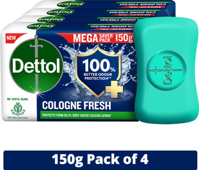 Dettol Cologne Fresh Bathing Soap Bar with 100% better odour protection(4 x 150 g)