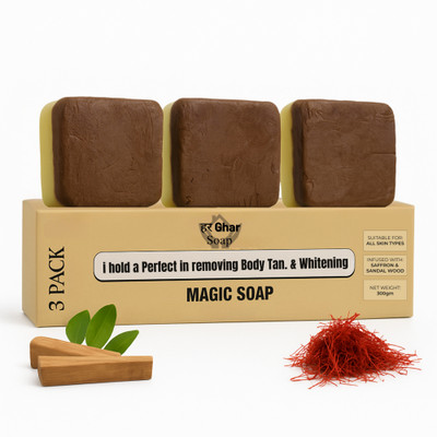 Nauge HarGhar Soap Sandal Wood And Saffron Soap For Glowing & Refreshing Skin(3 x 100 g)