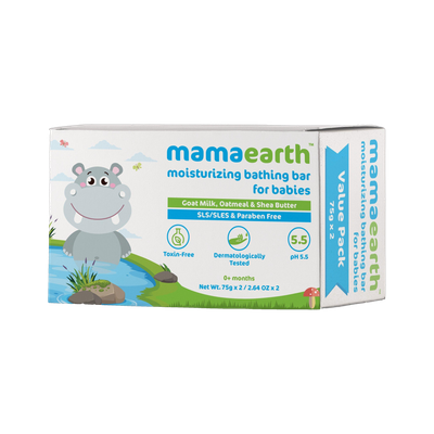 Mamaearth Moisturizing Baby Bathing Soap Bar pH 5.5 with Goat Milk and Oatmeal, 75g (Pack of 2)(2 x 75 g)