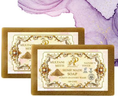Pihaaru Pack of 2 Natural Mud Soap – For Glowing & Oil-Free Skin(200g)<(2 x 100 g)