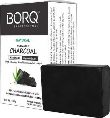 BORQ Activated Charcoal Handmade Glycerin Bath Soap(100 g)