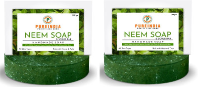 pureindia Handmade Neem Purifying Soap & Scrub Bar Pack of 2(2 x 100 g)