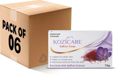 Kozicare Saffron Soap | Skin Brightening & Dark Spot Remover -75gm (Pack of 6)(6 x 75 g)