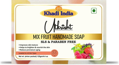 Utkrisht Khadi Handmade Mix Fruit Bath Soap – Brighten Your Skin with Natural Ingredients(125 g)