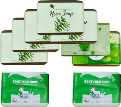 linic HERBAL NEEM SOAP(5), ALOE VERA(1), LEMON SOAP(1), GOAT MILK SOAP(2)(9 x 100 g)