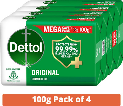 Dettol Original Bathing Soap Bar with 12hr Germ protection(4 x 100 g)