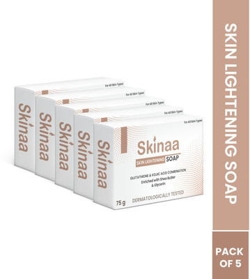 SKINAA Skin Lightening Soap with Kojic Acid, Glutathione & Enriched with Shea Butter(5 x 75 g)