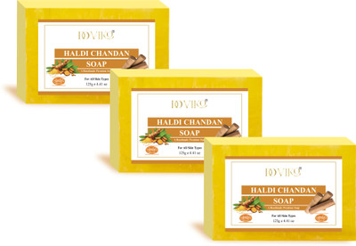 Doviko Haldi Chandan Soap - Handmade, Natural & Pure Soap - Pack of 3(3 x 125 g)