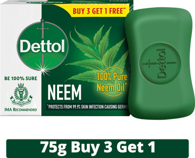 Dettol Neem Bathing Soap Bar with Pure Neem Oil(3 x 75 g)