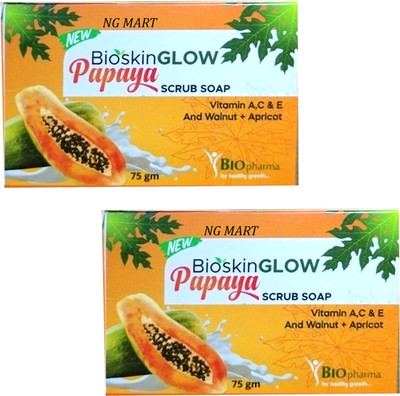 NG MART NG Bio Skin Glow Papaya Scrub Soap PACK OF - 2(2 x 75 g)