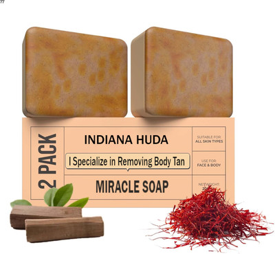 INDIANA HUDA Sandalwood & Saffron Magic Soap Chandan Kesar Glow Soap, 100g Each(2 x 100 g)