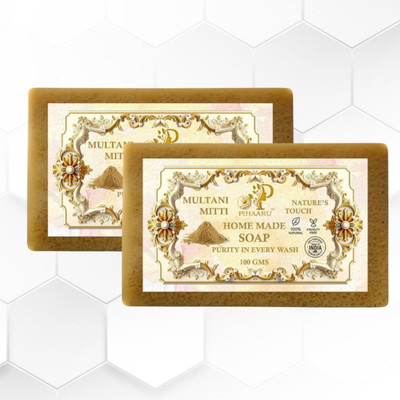Pihaaru Pack of 2 Ayurvedic Multani Soap – Clear Skin in Every Wash(200g);(2 x 100 g)