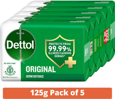 Dettol Original 99.9% Germ Protection bathing Soap bar(5 x 125 g)