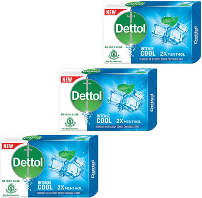 Dettol Intense Cool Bar Soap For All Day Cooling & Refresh Body Pack of - 150gm x 3(3 x 150 g)
