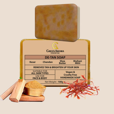 GreenAroma Essential EveryGhar soap Sandal Wood And Saffron Soap For Glowing & Refreshing Skin(100 g)
