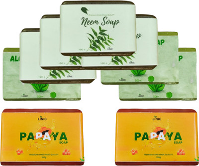 linic HERBAL NEEM SOAP(4), ALOE VERA(3), PAPAYA SOAP(2)(9 x 100 g)