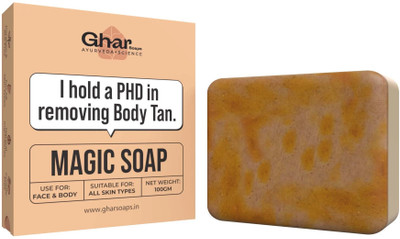 GharSoaps Magic Soap Sandal Wood And Saffron for DeTan and Glowing Brightening Skin(100 g)