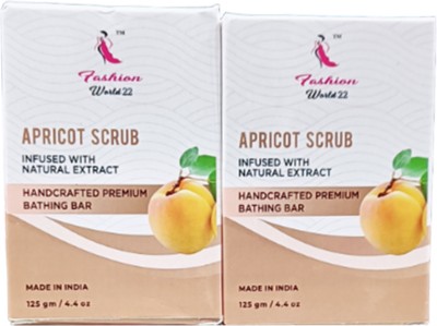 FASHION WORLD 22 Organic Handcrafted Premium Bathing Bar - Apricot Scrub (Pack of 2)(2 x 125 g)