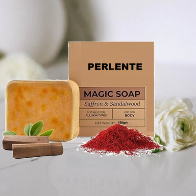 PERLENTE Exfoliating and Whitening Soap Magic Soap Sandal Wood And Saffron(150 g)