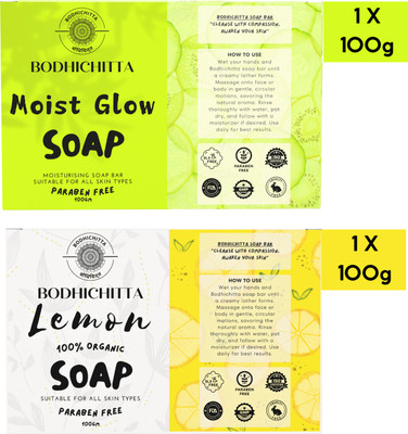 Bodhichitta Lemon Brightening and Moist Glow Hydrating Soaps For Fresh & Glow Skin(2 x 100 g)