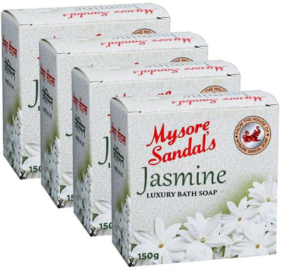 MYSORE SANDAL Jasmine Luxury Bath Soaps 150gm Pack of 4(4 x 150 g)