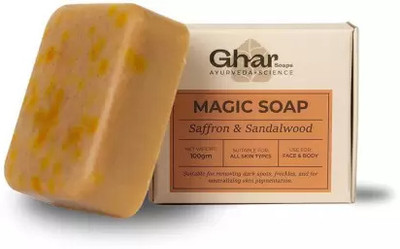 DRIDDLE GharSoaps Sandal Wood And Saffron Soap For Glowing & Refreshing Skin(100 g)
